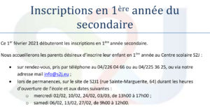 Informations Pratiques Concernant Les Inscriptions En 1ère Année Du ...